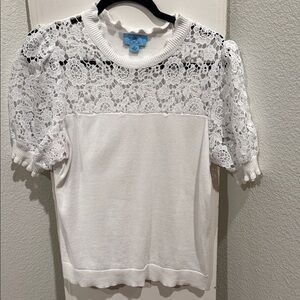 CeCe White Lace Crochet Blouse